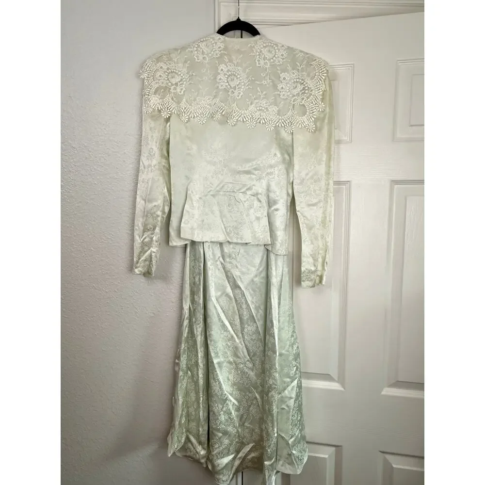 Vintage Jessica McClintock Silk Lace Dress Set Mint 8